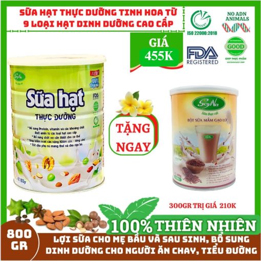 [800g] Sữa hạt thực dưỡng. Cung cấp canxi, Omega, tốt cho tim mạch và xương khớp.